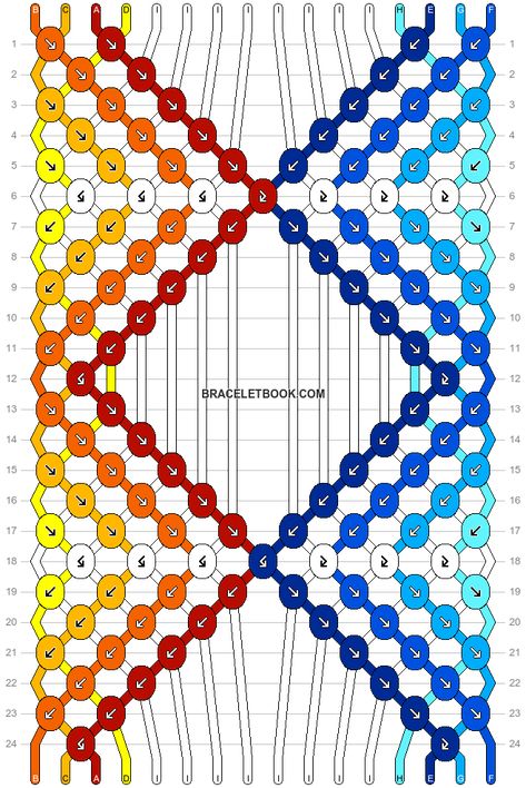 Normal pattern #42717 | BraceletBook Flame Bracelet Pattern, Gradient Friendship Bracelet, Alpha Patterns Bracelet Templates, Yarn Friendship Bracelets, Bracelet Template, Diy Braided Bracelet, Diy Bracelets With String, String Bracelet Patterns, Yarn Bracelets