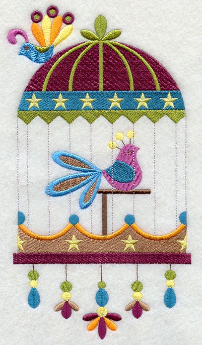 Bird Cage Art, Cage Art, Art Mom, Birds Embroidery Designs, Hand Work Embroidery, Embroidery Neck Designs, Hand Embroidery Flowers, Embroidery Flowers Pattern, Creative Embroidery