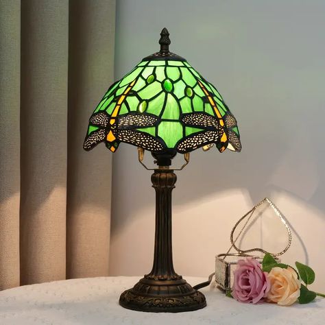 Stained Glass Night Lights, Stained Glass Table Lamps, Tiffany Style Table Lamps, Tiffany Stained Glass, Nightstand Lamp, Stained Glass Lamps, Tiffany Lamps, Tiffany Style, Glass Table Lamp