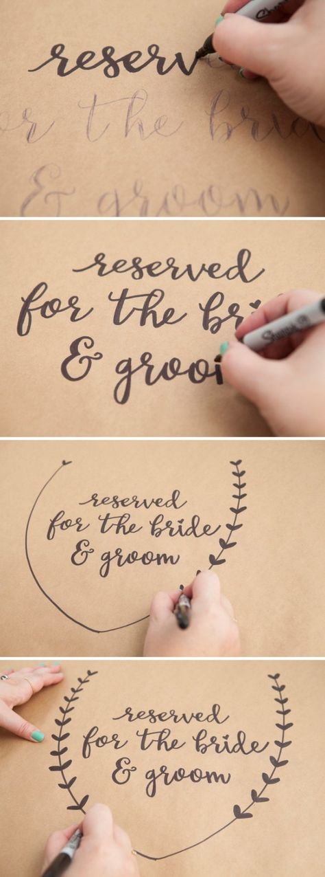 Awesome DIY idea for using a Sharpie on kraft paper for wedding table signage and decor! Wedding Paper Placemats, Table Cloth You Can Write On, Wedding Table Cloths, Wedding Table Signage, Table Signage, Kraft Paper Wedding, Diy Tablecloth, Paper Tablecloth, Diy Wedding Table