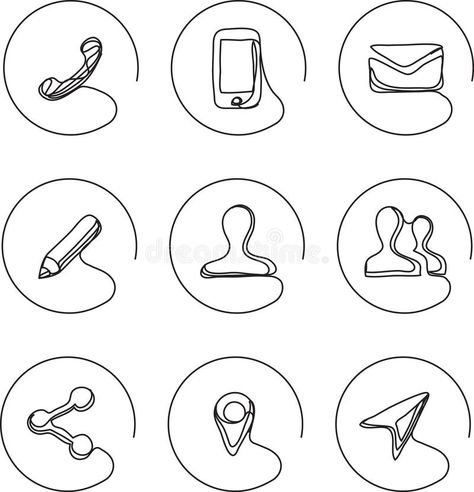 Continuous line drawing icons - contacts locations. Continuous line drawing - isolated layered easy-edit vector illustration in EPS10 format royalty free illustration Drawing Icons, Line Doodles, Graphic Design Photoshop, Continuous Line Drawing, Logo Line, Continuous Line, Creative Icon, Ads Creative, Instagram Highlight Icons