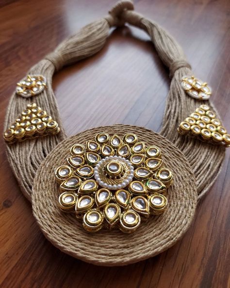 Snehal Jewels on Instagram: “New arrival! Beautiful neckwear Price-2150/- Colours available Contact us:+91 9910225390 Cash on delivery available! . . #neckwear…” Fabric Jewelry Necklace, Diy Necklace Designs, New Jewellery Designs, Diy Jewelry Set, Diy Fabric Jewellery, Handmade Fabric Bags, Art Jewelry Design, Antique Jewellery Designs, Jewelry Set Design