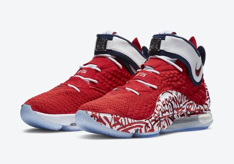 Official Photos of the Nike LeBron 17 “Red Graffiti” Lebron 4, Red Graffiti, Lebron 17, Lebron Shoes, Nike Lebron, Nike Store, Sneakers Men Fashion, Red Fire, Lebron James