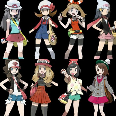 Pokemon Oc Female Trainer, Pokemon Poses, Pokemon Outfits, Pokemon Trainer Outfits, Female Pokemon Trainers, Female Trainers, Pokemon Gym Leaders, Pokémon Trainers, Pokemon Game