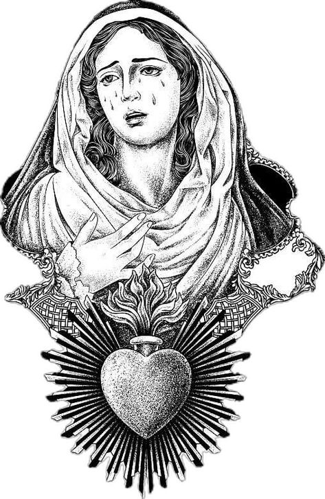 Our Lady Of Sorrows Tattoo, Mexican Catholic Art, Maria Tattoo, Biblical Tattoos, Virgin Mary Tattoo, Sacred Heart Tattoos, Cherub Tattoo, Mary Tattoo, Artwork Anime