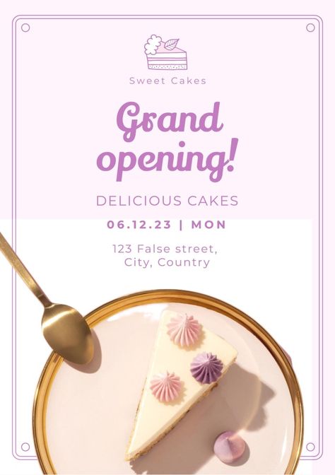 Cafe Opening Invitation Card Design, Bakery Opening Invitation, Bakery Opening, Shop Opening Invitation Card, Bakery Names, Opening Invitation, Grand Opening Invitations, Opening A Bakery, Poster Food