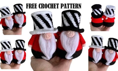 Crocheted Gnomes, Crochet Gnomes Pattern Free, Crochet Gnome, Crochet Christmas Gifts, Crochet Xmas, Crochet Abbreviations, Crochet Ornaments, Free Amigurumi Patterns, Holiday Crochet