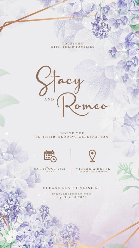 Purple Wedding Card, Wedding Invitation Posters, Digital Wedding Invitations Templates, Engagement Invitation Cards, Elegant Wedding Invitation Card, Wedding Invitation Background, Digital Invitations Wedding, Wedding Logo Design, Modern Wedding Invitation