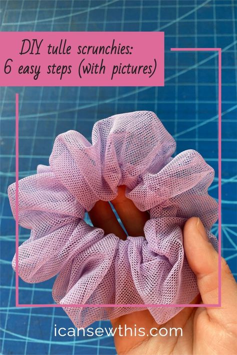 If you have tulle scraps lying around, you can make something cool out of them – tulle scrunchies! Here’s a quick tutorial for how to sew your own tulle scrunchies. My scrunchies are made from 25-30” x 4” strips of tulle, and approx. 6 inches of elastic. Tulle Accessories Diy, What To Do With Tulle, Tulle Sewing Projects, Tulle Scrunchies, Tulle Accessories, Tulle Hair Accessories, Tulle Sewing, Sewing Scrunchies, Scrunchies Tutorial