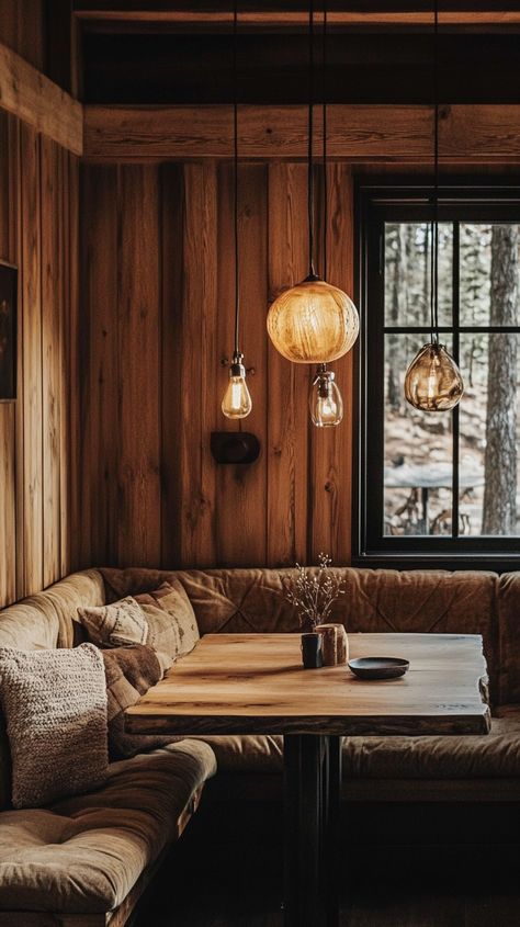 Step into this Taurus-inspired cozy breakfast nook ☕️🌿 featuring charming built-in bench seating with plush cushions, a rustic wooden table, and warm lighting fixtures that evoke comfort and tranquility. Perfect for serene mornings and earthy vibes. ✨🪑🕯️ Built In Bench Seating, Earthy Vibes, Cozy Breakfast, Cozy Breakfast Nook, Rustic Wooden Table, Warm Lighting, Bench Seating, Built In Bench, Breakfast Nook