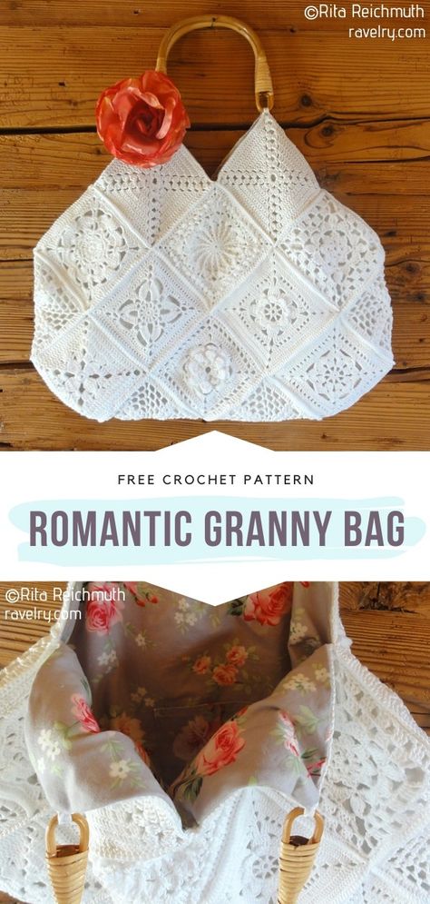 Romantic Lacy Bags Free Crochet Patterns Crochet Pattern Purse Free, Hekel Handsakke, Free Crochet Bag Patterns, Crochet Presents, Backpack Crochet, Wool Patterns, Handbags Patterns, Crochet Boho Bag, Crochet Market