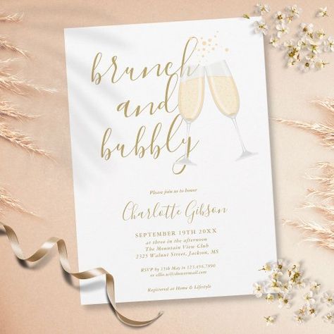 $1.98 | Gold Signature Script Brunch Bubbly Bridal Shower - bridal shower, brunch and bubbly, champagne glass, gold, brunch bridal shower, wedding shower, bridal shower invitations, champagne bridal shower invitations, cheers to the bride, champagne toast invitation Elegant Brunch, Bridal Shower Champagne, Brunch And Bubbly, Brunch Bubbly, Brunch Invitations, Bridal Shower Brunch, Bridal Brunch, Gold Invitations, Gold Lettering