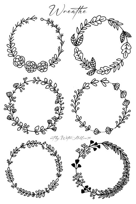 Circle Embroidery Design Ideas, Circle Embroidery Design, Front Page Design, Bond Paper Design, Wreath Drawing, Floral Banners, Doll Diy Crafts, Redwork Embroidery, Floral Border Design