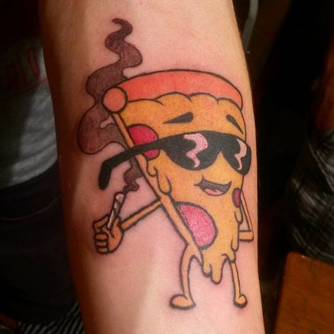 Pizza Steve, Pizza Pictures, Pizza Tattoo, Pizza Cartoon, Pizza Drawing, Best Tattoo Ever, Food Tattoos, Pizza Art, Weird Tattoos