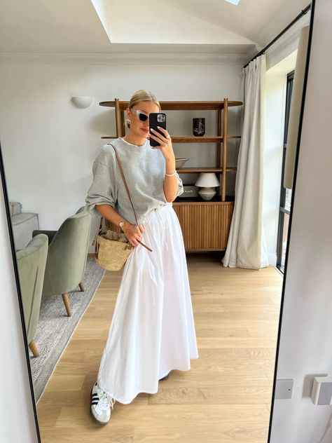 Oversized Sweatshirt curated on LTK White Maxi Skirt Outfit Summer, White Maxi Skirt Outfit, Maxi Skirt Outfit Summer, Tiktok Fits, White Skirt Outfits, Maxi Skirt Outfit, Skirt Outfit Summer, Outfit Summer Casual, White Maxi Skirt