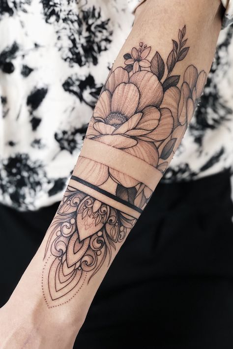 Tattoo uploaded by 22 studio | #band #armband #ornamental #flowers | 911073 | Tattoodo Infected Tattoo, Forearm Band Tattoos, Feminine Tattoo Sleeves, Foot Tattoos For Women, Tattoos For Women Flowers, Floral Tattoo Sleeve, Forearm Tattoo Women, Band Tattoo, Sleeve Tattoos For Women