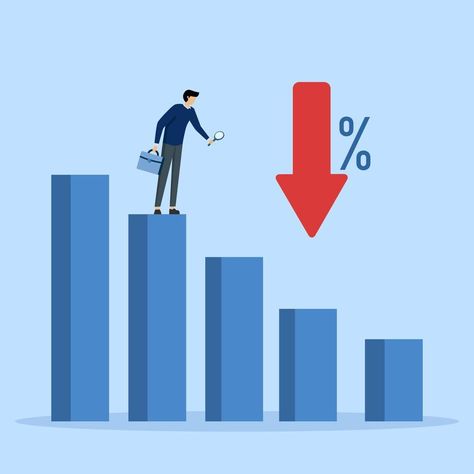 Business Decline Concept, businessman analyzing decline chart and bar graph. loss or reduced profits, investment forecast economic recession, negative returns, reduced prices or financial decline. Bar Graph, Bar Graphs, Economics, Business Man, Assessment, Investment, Clip Art, Bar, Quick Saves