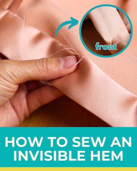 Don't want the stitches to show when hemming? Try this simple sewing technique to make the stitches almost invisible. How To Sew An Invisible Stitch, Invisible Hem Stitch, Hemming Stitch, Invisible Hem, Wine Bottle Tiki, Invisible Stitch, Diy Plaster, Simple Sewing, Hem Stitch