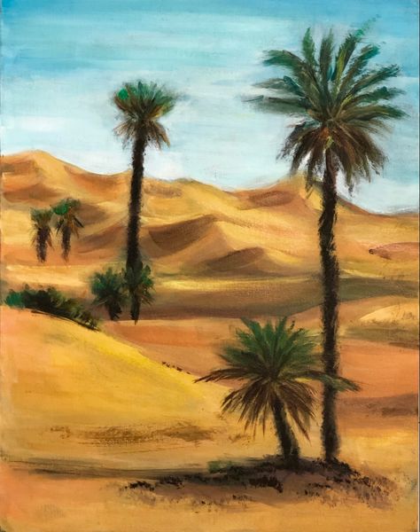 Acrylic painting by Echo Yang Desert Palm Trees, Biology Project, Desert Trees, Cactus Paintings, Biology Projects, Desert Palm, Desert Sahara, Desert Decor, Calligraphy Art Print