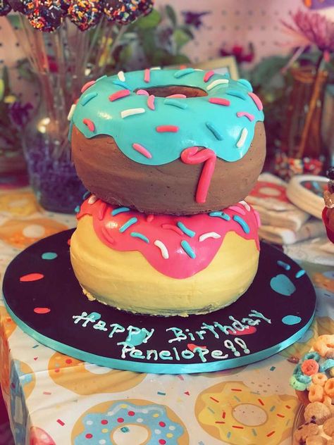 Donut Grow Up | CatchMyParty.com Donut Cake Birthday, Donut Birthday Party Ideas, Glamping Birthday Party, Donut Photos, Donut Birthday Party, Glamping Birthday, Donut Themed Birthday Party, Donut Cake, Birthday Donuts