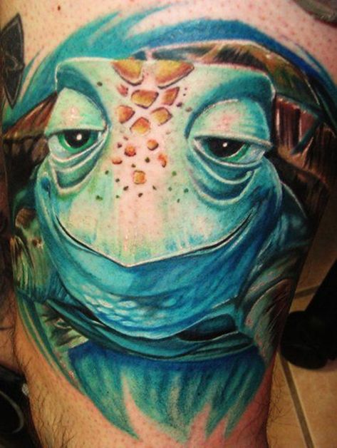 60 Great Examples of Sea Turtle Tattoos with Meanings Crush Turtle, World Turtle Day, Sea Turtle Tattoo, Turtle Tattoo Designs, Awesome Tattoo, Pixar Films, Sweet Tattoos, Turtle Tattoo, Ange Demon