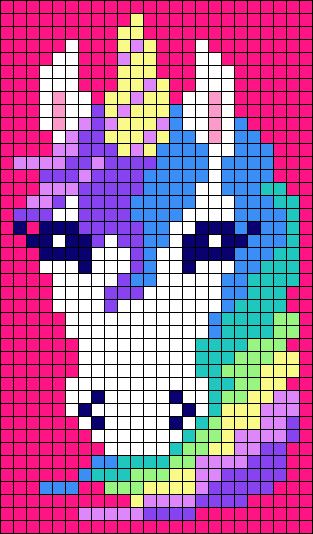 Hama Beads Unicorn Pattern, Unicorn Pixel Art Grid, Unicorn Alpha Pattern, Unicorn Bead Pattern, C2c Graphgan Charts Free Easy, Unicorn Perler Bead Pattern, Unicorn Pixel Art, Pixel Crochet Pattern Charts, Pixel Art Pattern Design