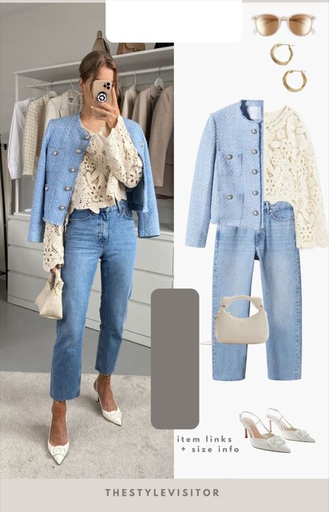 Search: Irene (97) curated on LTK Blue Tweed Jacket Outfit, Tweed Jacket Outfit, Mode Ab 50, Looks Jeans, Luxury Photography, Business Casual Outfits For Work, Classy Fashion, Classy Work Outfits, Casual Work Outfits