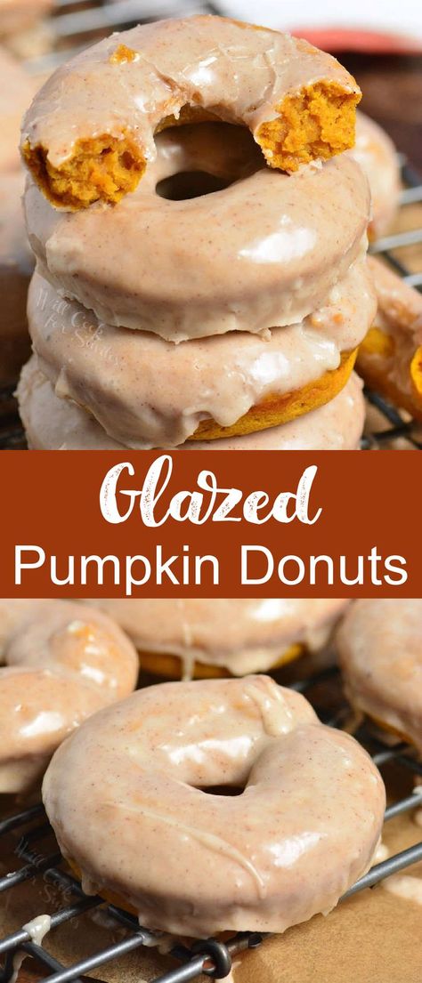 Pumpkin Spice Glaze, Pumpkin Donuts Recipe, Pumpkin Doughnut, Doughnut Recipe Easy, Cake Donuts Recipe, Cinnamon Glaze, Halloween Breakfast, Homemade Donuts Recipe, Baked Donut Recipes