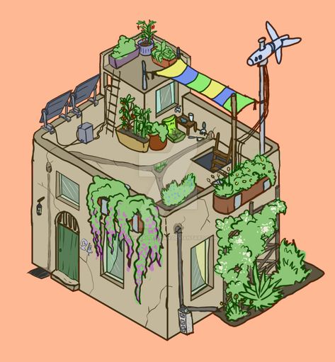 Solarpunk Illustration, Solarpunk Desert, Solarpunk Building, Solarpunk Community, Solar Punk House, Solarpunk House, Solarpunk Character, Isometric Town, Solarpunk Art