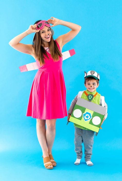 This ‘PAW Patrol’ Family Halloween Costume Is So Doggone Cute Diy Chase Paw Patrol Costume, Diy Skye Paw Patrol Costume Adult, Paw Patrol Family Halloween Costumes, Paw Patrol Trunk Or Treat Ideas, Diy Paw Patrol Costume, Paw Patrol Family Costume, Sky Paw Patrol Costume, Zuma Paw Patrol Costume, Chase Paw Patrol Costume