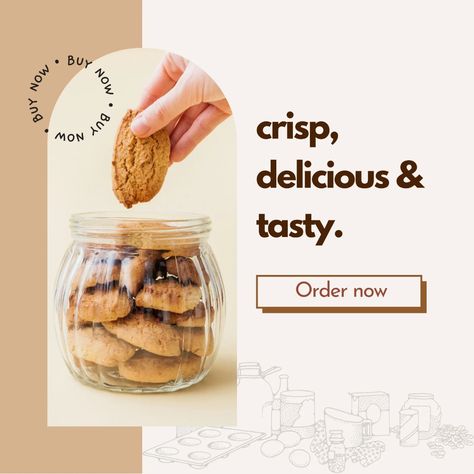 Templates Food Instagram Post, Cookies Branding, Cookie Bakery, Beige Minimalist, Bakery Branding, Cookie Business, Dessert Photography, Food Instagram, Food Graphic Design