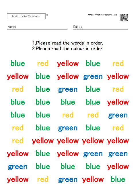 Stroop Task 10×5 Stroop Task 10×5_001 In order to download the following worksheets, you need to register as a premium member. →About Premium Membership ← The post Stroop Task 10×5 (20 sheets) first appeared on Rehabilitation Worksheets. Brain Gym Worksheets, Rehabilitation Worksheets, Transitions Ideas, Brain Gym Exercises, Kids Art Party, Brain Gym For Kids, Math Tips, Occupational Therapy Kids, Occupational Therapy Activities