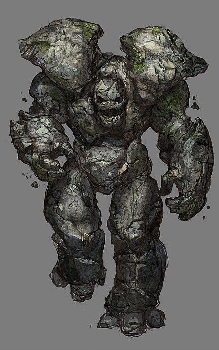 Golem Stone Golem, Dnd Monsters, 다크 판타지, Monster Concept Art, Fantasy Monster, Creature Feature, Mythological Creatures, Monster Design, Creature Concept Art