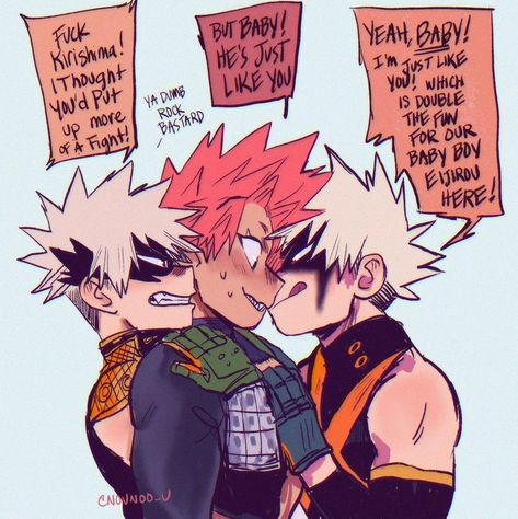 Messy Mind Aesthetic, Kiribaku X Y/n Fanart, Krbk Comic, Spicy Mha Fanart Ships, Kiribaku X Y/n, Baku Kiri, Kiribaku Spicy, Bakugo X Kirishima, Kiribaku Fanart