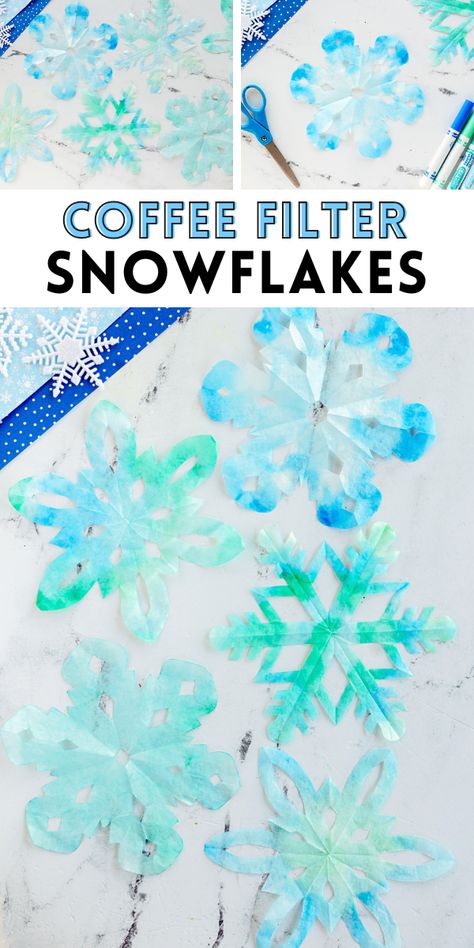 Making Coffee Filter Snowflakes is not only a fun and simple activity but also a great way to explore creativity with colors and patterns. Art Projects With Coffee Filters, Coffee Filter Art For Kids, Coffee Filter Snowflakes Patterns, Easy Snowflake Crafts For Kids, Snowflake Art Project, Snowflake Craft For Kids, Coffee Filter Snowflakes, Snowflakes For Kids, Coffee Filters Snowflakes