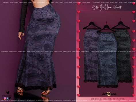 Skirts Cc Sims 4, Ts4 Goth Cc, Sims 4 Cc Goth Clothing, Sims 4 Skirt Cc, Goth Sims 4, Sims 4 Skirt, Sims 4 Cc Goth, Goth Floral, Clothes Cc