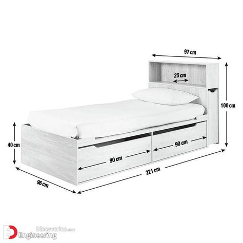 Standard Dimensions And Sizes For Different Types Of Furniture - Engineering Discoveries Storage Unit Sizes, Bed Headboard Storage, White Cabin, Bed Frame Design, Kids Mattress, Cabin Bed, Kids Beds, Kids Headboard, Bed Headboard