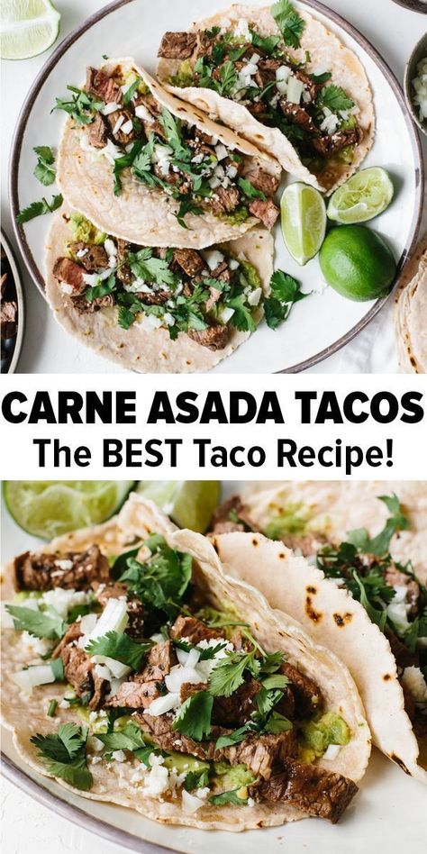 Authentic Carne Asada, Flank Steak Tacos, Street Taco Recipe, Street Taco, Authentic Mexican Recipes, Asada Tacos, Carne Asada Tacos, Steak Tacos, Cotija Cheese