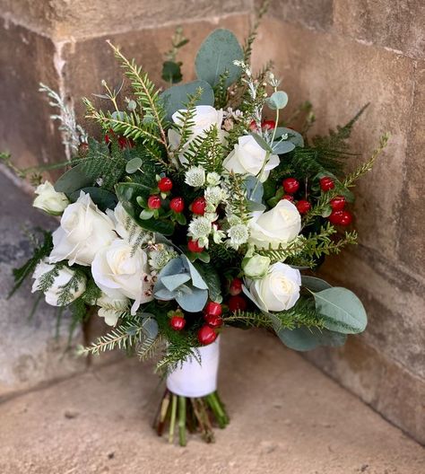 Bridesmaid Bouquet Winter Wedding, Nutcracker Flower Bouquet, Christmas Bridal Bouquet Winter Bride, Christmas Flowers Wedding, Poinsettia Wedding Bouquet, Christmas Bride Bouquet, Small Winter Bouquet, Christmas Wedding Bouquets Bride, Christmas Wedding Boutonniere