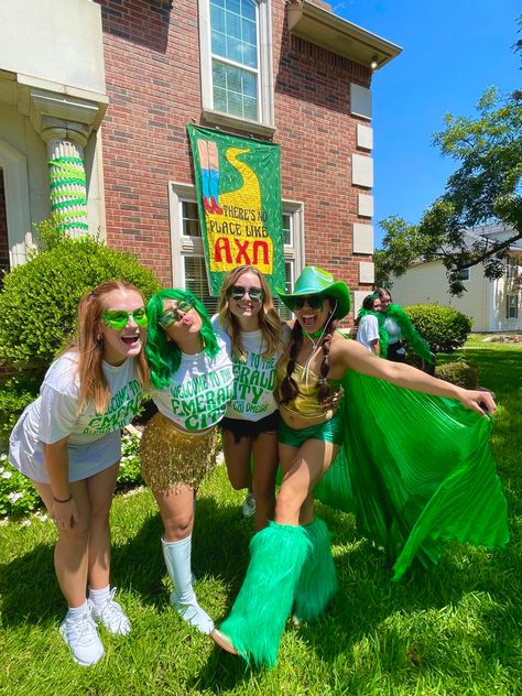 Green Bid Day Theme, Wizard Of Oz Bid Day Theme, Emerald City Bid Day, Wizard Of Oz Bid Day, Emerald City Theme, Sorority Bid Day Themes, Spirit Week Themes, Sorority Recruitment Themes, Sorority Themes