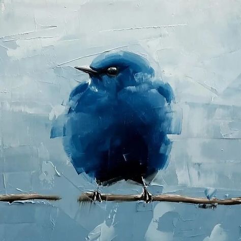 Animals in Art through History | My painting,  oil on woodpanel, blue bird Mountain Blue Bird, Animals In Art, Paintings Dark, Birds Paintings, Blue Bird Art, Watercolor Bird, Birds Painting, Painting Oil, Blue Aesthetic