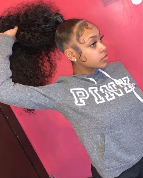 Sleek Ponytail With 2 Braids, Slick Ponytail With Curly Weave, High Slick Ponytail Weave Curly, High Ponytail Weave Black Women, Sleek High Ponytail Weave, High Curly Ponytail Hairstyles For Black Women, Curly Quick Weave Ponytail, Curly Ponytail With Swoop, High Ponytail Hairstyles Curly Hair