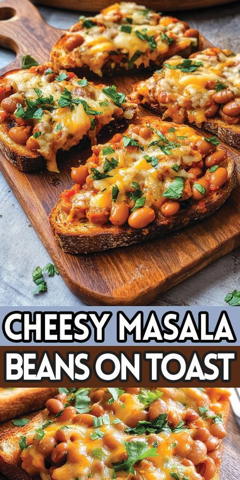 Cheesy Masala Beans on Toast Ingredients:
2 slices of bread, toasted
1 can of baked beans
1 small onion, finely chopped
1 small tomato, finely chopped
1 green chili, finely chopped
1/2 teaspoon cumin seeds
1/2 teaspoon garam masala
1/4 teaspoon turmeric powder
1/4 teaspoon red chili powder
1/2 teaspoon ginger-garlic paste
Salt to taste
1/2 cup grated cheddar cheese
1 tablespoon butter
Fresh coriander, for garnish

#easyrecipes #camilarecipes Masala Beans On Toast, Masala Beans, Indian Masala, Beans On Toast, Cumin Seeds, Small Tomatoes, Green Chili, Turmeric Powder, Red Chili Powder