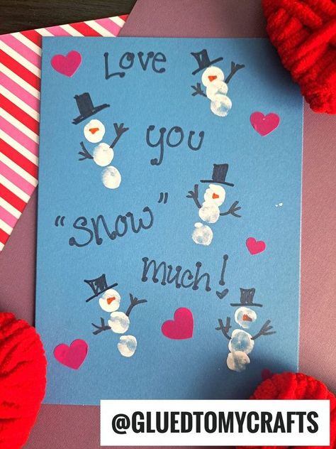 One Little Project, Snowmen Cards, Christmas Art Projects, Birthday Card Drawing, Snowman Cards, Craft Paint, Card Drawing, Index Finger, Winter Activities