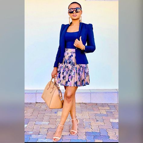 Lendisi creations on Instagram: “Pleated skirt set available for order. R1800 for the 3 piece.” Irene Style, Office Outfits For Ladies, Official Outfits, Stylish Business Outfits, Ladies Skirts, Pleated Skirt Set, Fancy Short Dresses, Fashionable Work Outfit, Corporate Wear