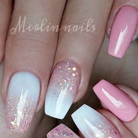 Gel On Natural Nails, Pink And White Ombre Nails, Merlin Nails, Ambre Nails, Cruise Nails, Natural Gel Nails, Rosa Coral, Ombre Fashion, White Ombre