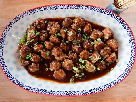 Spicy Mango BBQ Turkey Meatballs Recipe | Ree Drummond | Food Network Spicy Mango Bbq Turkey Meatballs, Bbq Turkey Meatballs, Turkey Meatballs Recipe, Food Network Recipes Pioneer Woman, Ree Drummond Recipes, Bbq Turkey, Bbq Meatballs, Turkey Meatball Recipe, Healthy Plate