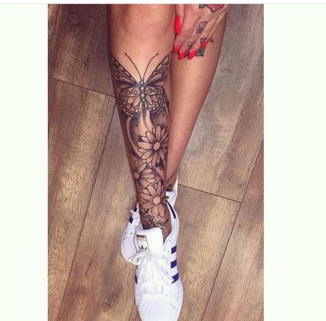 Shin Tattoo, Ink Therapy, New Tattoo Designs, Skeleton Hand Tattoo, Cat Tattoos, Geniale Tattoos, Leg Tattoos Women, Leg Sleeve Tattoo, Sunflower Tattoos