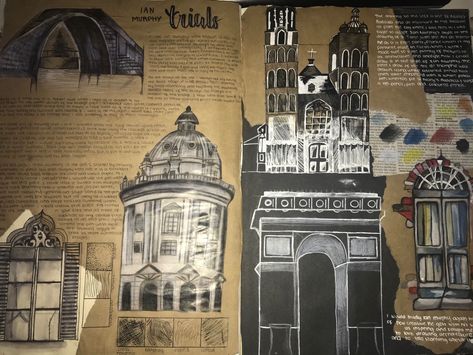 3d Design Gcse, Ian Murphy Art Gcse, Gcse Art Architecture, Ian Murphy Artist Research Page, Fragmented Architecture, Gcse Architecture, Ian Murphy, Sketchbook Examples, Advanced Higher Art