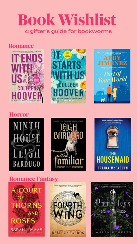 Today’s Top book series and novels -> save for later!
#itendswithus #itstartswithus #partofyourworld #ninthhouse #thefamiliar #thehousemaid #acourtofthornsandroses #ACOTAR #fourthwing #powerless #books #bookseries #popularbooks #summerreads #bookaesthetic Leigh Bardugo, It Ends With Us, Top Books, Save For Later, Colleen Hoover, The Fam, Popular Books, Book Aesthetic, Book Series